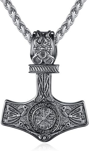 Norse Viking Necklace with Rolo Chains for Men Women Vintage Amulet Jewelry Gift in Saudi Arabia
