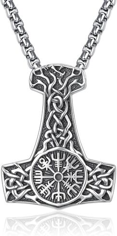 Norse Viking Necklace with Rolo Chains for Men Women Vintage Amulet Jewelry Gift in Saudi Arabia