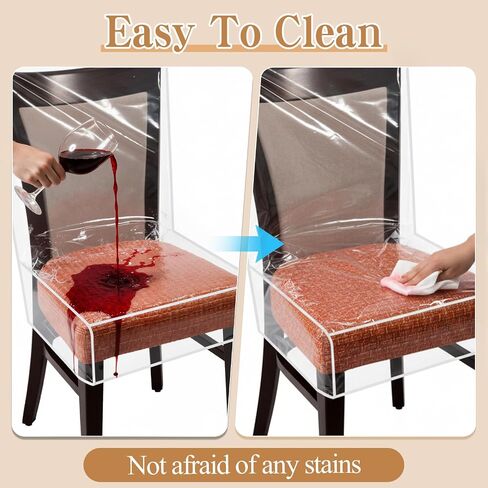 6 Pack Plastic Dining Chair Covers, Waterproof Clear Plastic Kitchen Chair Protectors W/21 x D/18 Inch Keep Your Chairs Safe from Water Dust Stain and Pet Claws Fits 16-23" in Saudi Arabia