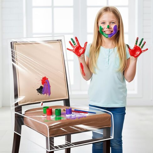 6 Pack Plastic Dining Chair Covers, Waterproof Clear Plastic Kitchen Chair Protectors W/21 x D/18 Inch Keep Your Chairs Safe from Water Dust Stain and Pet Claws Fits 16-23" in Saudi Arabia