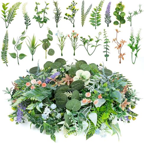 40Pcs Mini Fake Green Leaves Artificial Plants Flowers Garland Hanging for DIY Small Bouquets Baby Shower Wedding Home Party Decoration in Saudi Arabia