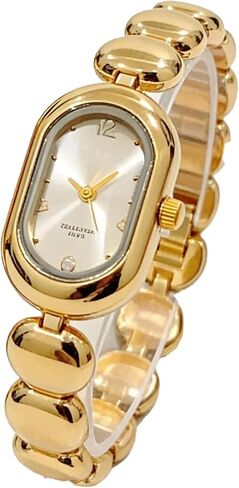 Gold Watches for Women with Small Vintage Beanie Bracelet Oval Dial Dress Watch Fashion Quartz Wrist Watch in Saudi Arabia