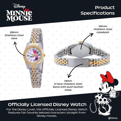 Minnie Mouse Watch for Women, Stylish Minnie Mouse Watches for Women, Elegant 's Watch, Perfect Watches, Classic, Silver Stainless Steel Strap in Kuwait