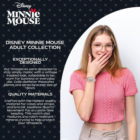 Minnie Mouse Watch for Women, Stylish Minnie Mouse Watches for Women, Elegant 's Watch, Perfect Watches, Classic, Silver Stainless Steel Strap in Kuwait