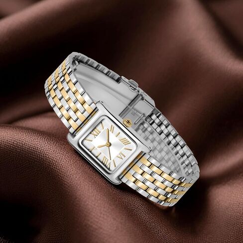 Asan Ge Watches for Women Vintage Bracelet Roman Dial Japanese Movement Rectangular Case Watch 3ATM Waterproof Self-Adjust Watch Size Without Tools in Saudi Arabia