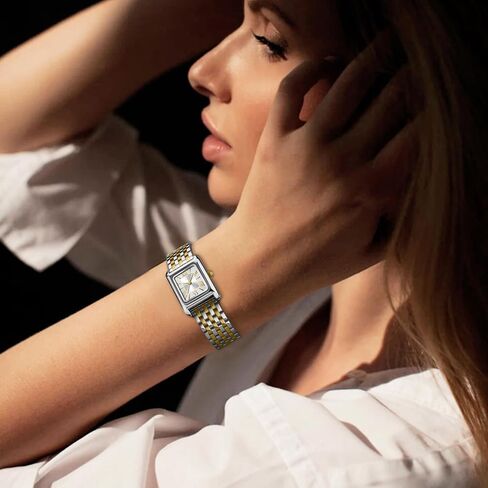 Asan Ge Watches for Women Vintage Bracelet Roman Dial Japanese Movement Rectangular Case Watch 3ATM Waterproof Self-Adjust Watch Size Without Tools in Saudi Arabia