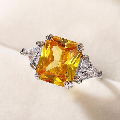 Luxury Yellow Cubic Zirconia Promise Ring for Women Fashion Wedding Band Jewelry in Kuwait