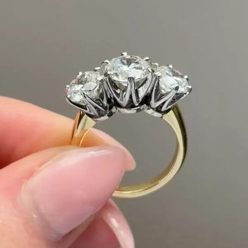 Luxury Round Cubic Zirconia Wedding Band Ring for Women Two-tone Style Finger Jewelry in Kuwait