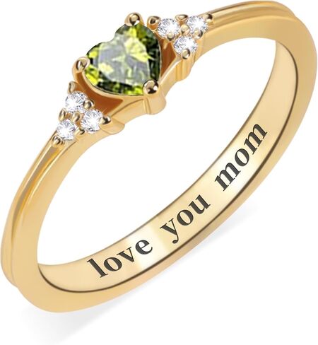 Mom Gifts for Mothers Day, Birthstone Rings for Women Adjustable Non Tarnish Gold Rings Mothers Day Birthday Gift for Mom Daughter 1-12 Months Birthstone Ring Size 5-10# Graduation Christmas Jewelry in Kuwait