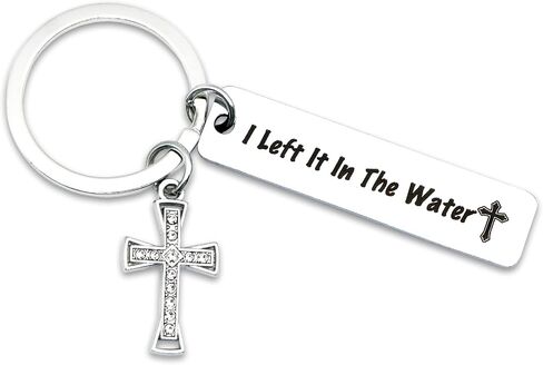 First Communion Baptism Gifts for Women Men Cross Baptism Gifts for Boys Girls Christian Religious Keychain for Godson Goddaughter I Left It In The Water Faith Gift for Him Her in Kuwait