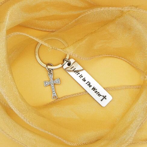 First Communion Baptism Gifts for Women Men Cross Baptism Gifts for Boys Girls Christian Religious Keychain for Godson Goddaughter I Left It In The Water Faith Gift for Him Her in Kuwait