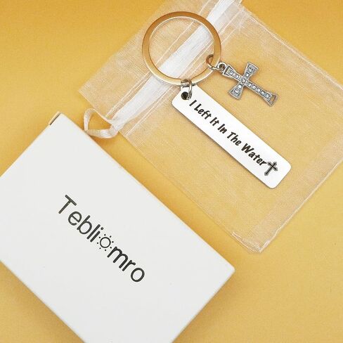 First Communion Baptism Gifts for Women Men Cross Baptism Gifts for Boys Girls Christian Religious Keychain for Godson Goddaughter I Left It In The Water Faith Gift for Him Her in Kuwait