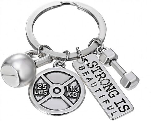 RINHOO Stainless Steel Fitness Gym Charm Keychains Quotes Weight Plate Dumbbell Kettlebell CharmsKeyring in Saudi Arabia