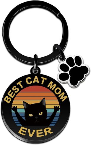 Cat Lover Gifts for Women Men-Cat Mom & Dad Keychain for Pet Lover-Cats Themed Gifts -Mother’s Father's Day Gift in Saudi Arabia