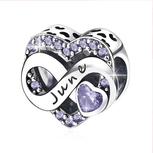 Birthstone Charm, Infinity Heart Charm Bead with CZ, Forever, for Anniversary Birthday Mothers Valentines Day Christmas Graduation, for Yourself Family Mom Friend Girlfriend Sister Grandma in Saudi Arabia
