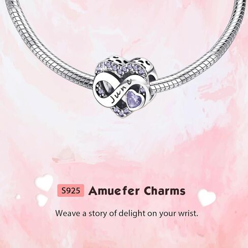 Birthstone Charm, Infinity Heart Charm Bead with CZ, Forever, for Anniversary Birthday Mothers Valentines Day Christmas Graduation, for Yourself Family Mom Friend Girlfriend Sister Grandma in Saudi Arabia