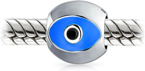 Bling Jewelry .925 Sterling Silver Spiritual Lucky Blue Evil Eye Spacer Bead Charm For Women Teen for Bracelet in Kuwait
