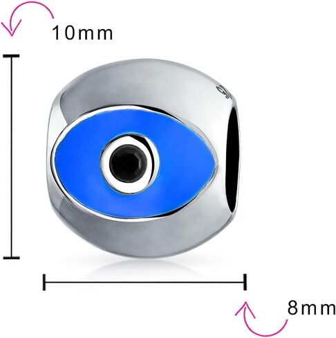 Bling Jewelry .925 Sterling Silver Spiritual Lucky Blue Evil Eye Spacer Bead Charm For Women Teen for Bracelet in Kuwait