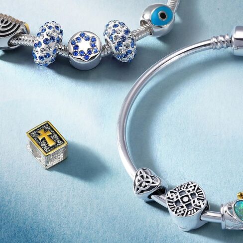 Bling Jewelry .925 Sterling Silver Spiritual Lucky Blue Evil Eye Spacer Bead Charm For Women Teen for Bracelet in Kuwait