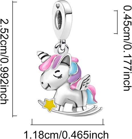 1pc 925 Silver Fashionable Luminous unicorn Beads Charms Fit DIY Jewelry Matching And Daily Outfit Decoration Gift For Women in Kuwait