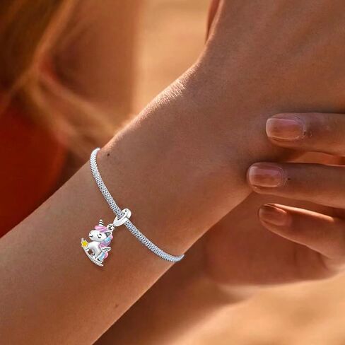 1pc 925 Silver Fashionable Luminous unicorn Beads Charms Fit DIY Jewelry Matching And Daily Outfit Decoration Gift For Women in Kuwait