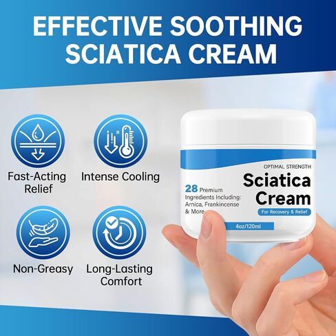 Sciatica Relief Cream: Maximum Strength Sciatic Nerve Relief for Lower Back, Hips, Buttocks, Legs and Feet, Sciatica Ease, Large 120ml in Saudi Arabia