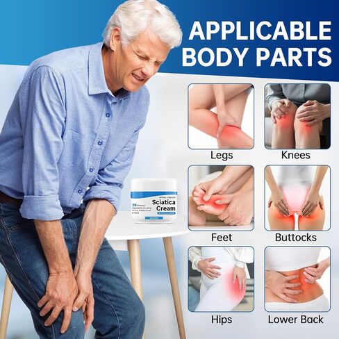 Sciatica Relief Cream: Maximum Strength Sciatic Nerve Relief for Lower Back, Hips, Buttocks, Legs and Feet, Sciatica Ease, Large 120ml in Saudi Arabia