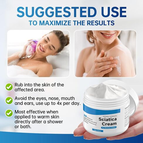 Sciatica Relief Cream: Maximum Strength Sciatic Nerve Relief for Lower Back, Hips, Buttocks, Legs and Feet, Sciatica Ease, Large 120ml in Saudi Arabia