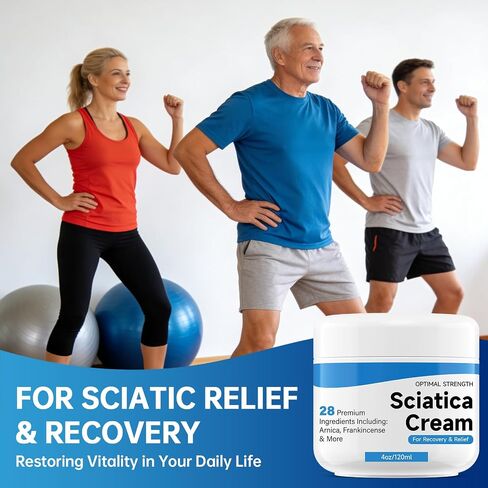 Sciatica Relief Cream: Maximum Strength Sciatic Nerve Relief for Lower Back, Hips, Buttocks, Legs and Feet, Sciatica Ease, Large 120ml in Saudi Arabia