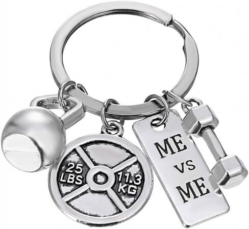RINHOO Stainless Steel Fitness Gym Charm Keychains Quotes Weight Plate Dumbbell Kettlebell CharmsKeyring in Saudi Arabia