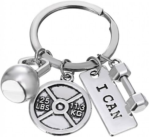 RINHOO Stainless Steel Fitness Gym Charm Keychains Quotes Weight Plate Dumbbell Kettlebell CharmsKeyring in Saudi Arabia