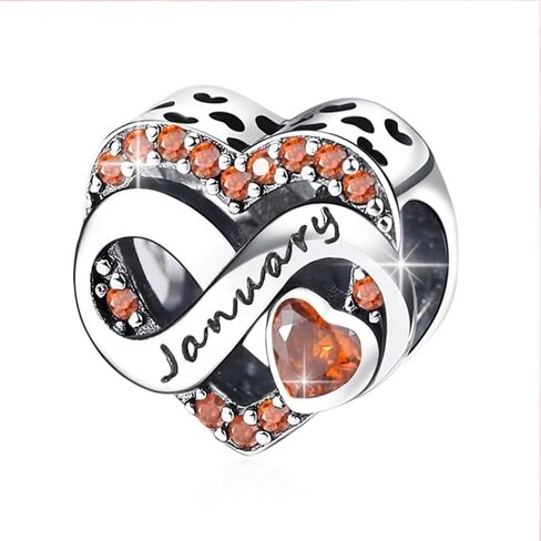 Birthstone Charm, Infinity Heart Charm Bead with CZ, Forever, for Anniversary Birthday Mothers Valentines Day Christmas Graduation, for Yourself Family Mom Friend Girlfriend Sister Grandma in Saudi Arabia