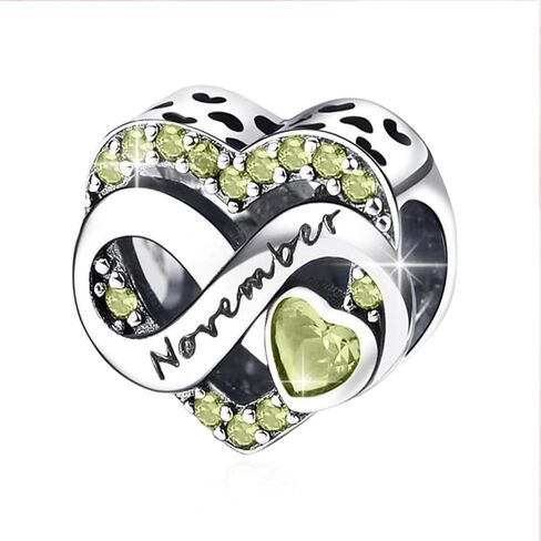 Birthstone Charm, Infinity Heart Charm Bead with CZ, Forever, for Anniversary Birthday Mothers Valentines Day Christmas Graduation, for Yourself Family Mom Friend Girlfriend Sister Grandma in Saudi Arabia
