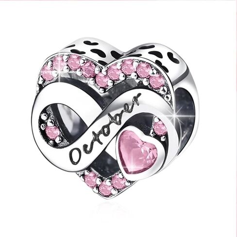 Birthstone Charm, Infinity Heart Charm Bead with CZ, Forever, for Anniversary Birthday Mothers Valentines Day Christmas Graduation, for Yourself Family Mom Friend Girlfriend Sister Grandma in Saudi Arabia