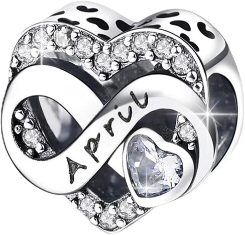 Birthstone Charm, Infinity Heart Charm Bead with CZ, Forever, for Anniversary Birthday Mothers Valentines Day Christmas Graduation, for Yourself Family Mom Friend Girlfriend Sister Grandma in Saudi Arabia