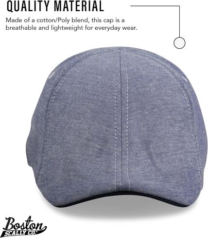 The Original Boston Scally Cap - The Trainer Newsboy Flat Cap - 6 Panel Cotton Fitted Hat for Men - Light Blue in Saudi Arabia