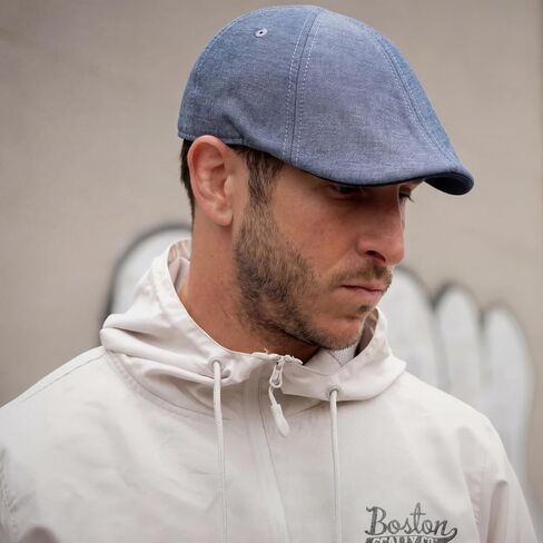 The Original Boston Scally Cap - The Trainer Newsboy Flat Cap - 6 Panel Cotton Fitted Hat for Men - Light Blue in Saudi Arabia