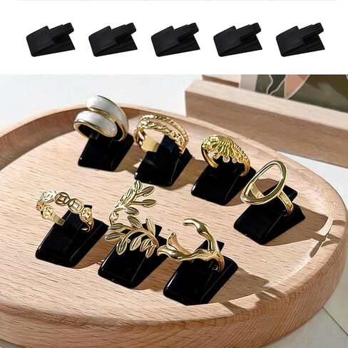 72 Pcs Black Plastic Ring Holder, Ring Display Stand, Ring Clips Stand, Jewelry Display Stand and Ring Organizer for Wedding Rings Jewelry Store Vendors Shop Selling in Kuwait