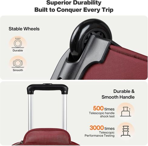 mixi 16 Inch Underseat Carry-On Luggage, Softside Suitcase with Wheels, Fashion Lightweight Water-Resistant Personal Item Travel Bag for Short Trips, Wine Red in Saudi Arabia