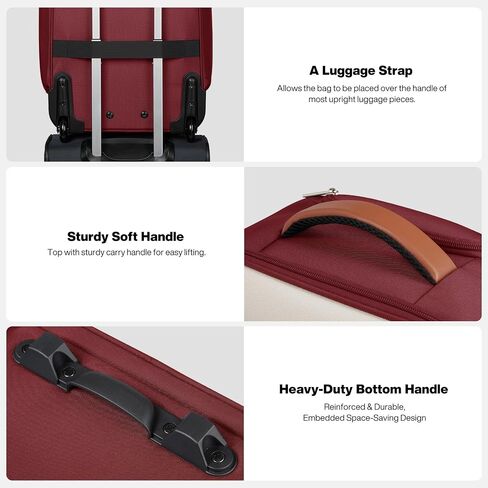 mixi 16 Inch Underseat Carry-On Luggage, Softside Suitcase with Wheels, Fashion Lightweight Water-Resistant Personal Item Travel Bag for Short Trips, Wine Red in Saudi Arabia