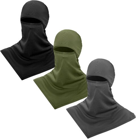 3Pcs Balaclava Face Cover Ski Mask Cover Long Neck Covers Summer Face Cover Neck Protector UV Protection for Men Women (Black, Gray, Army Green) in Saudi Arabia