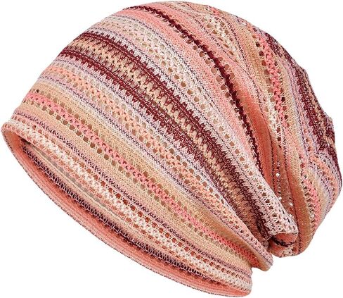 Fashion Knit Slouchy Beanie Hat for Women Men Bohemian Street Crochet Skull Cap Stretch Lightweight Hipster Headwrap in Kuwait