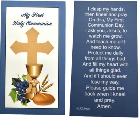 First Holy Communion Chalice & Cross Lapel Pin with “My First Holy Communion" Card – Catholic Eucharist Symbol Gift for Him or Her – Made in USA Cardstock Display in Kuwait