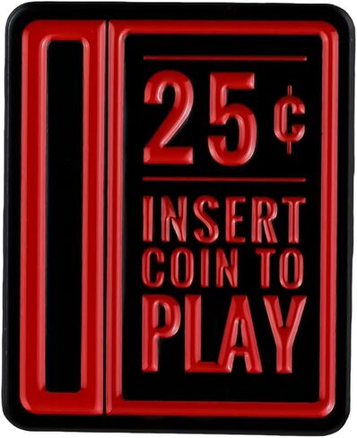 25 ¢ أدخل عملة معدنية للعب دبوس المينا لألعاب الحنين إلى السبعينيات لجيل الألفية، بروش دبوس للاعبي الألعاب الرجعية، شارة بروش الحنين للعملة المعدنية، شارات طية صدر السترة لثقافة الألعاب الحنينية العتيقة، هدية مضحكة لألعاب الحنين إلى السبعينيات، جامعي المج in Kuwait