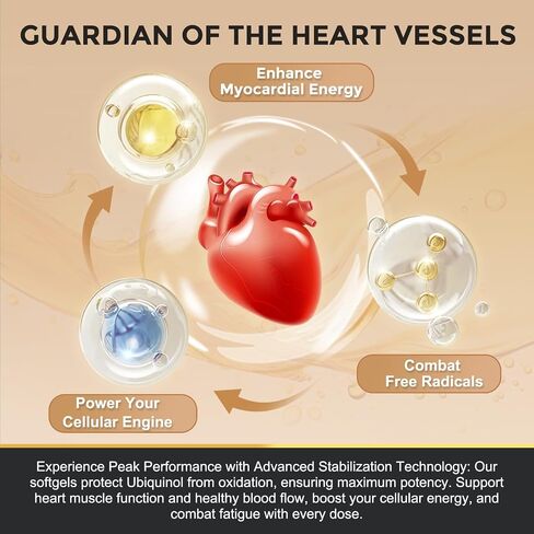 ZEBORA Ubiquinol CoQ10 400mg Softgels with Vitamin C & Vitamin E & Selenium, Max-Absorption, 4-in-1 Powerful Antioxidant, Supports Heart Health & Energy-Production,120 Softgels in Kuwait