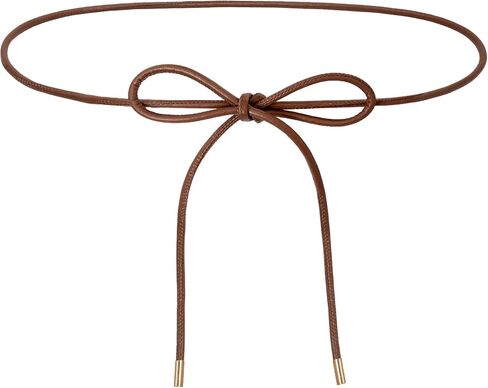 Women's PU Leather Skinny Waist Belt Thin Knotted Waist Rope for Dress Sweater in Saudi Arabia