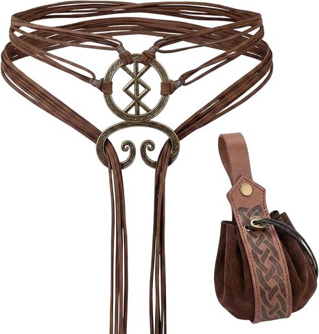 Viking Costume Women Belt With Drawstring Coin Purse- Medieval Renaissance Accessoryies for Viking in Saudi Arabia