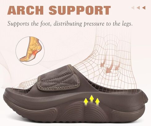 COFACE Recovery Sandals Womens 2026 Orthopedic Orthotic Plantar Fasciitis Relief Comfortable Arch Support Women's Walking Beach Slides Sandalias de Mujer Open Toe Slip On Brown Size 10 in Saudi Arabia