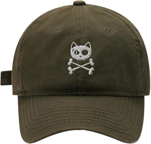Mens Baseball Caps Pirate Cat Embroidered Adjustable Washed Cotton Dad Hat in Kuwait