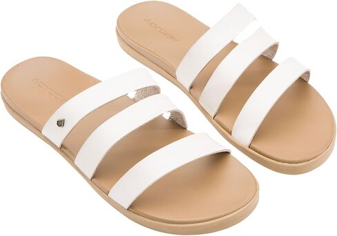 Volcom Women’s Sunseeker Strap Slide Sandals – Comfort Foam Footbed, Lightweight Slip-On Slides, Cream, 8 in Kuwait